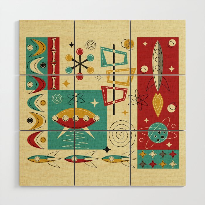 Retro Space Age Fun! ©studioxtine Wood Wall Art