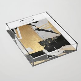 Gold leaf black abstract Acrylic Tray
