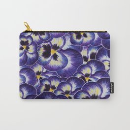 Plenty pansies Carry-All Pouch | Blue, Botanical, Ink, Painting, Nature, Purple, Illustration, Digital, Watercolor, Realism 