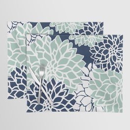 Flower Blooms, Navy Blue and Teal Placemat