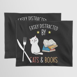 Easily Distracted By Cats And Books Placemat