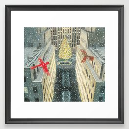 Red and Lulu and the Rockefeller Center Christmas Tree Framed Art Print