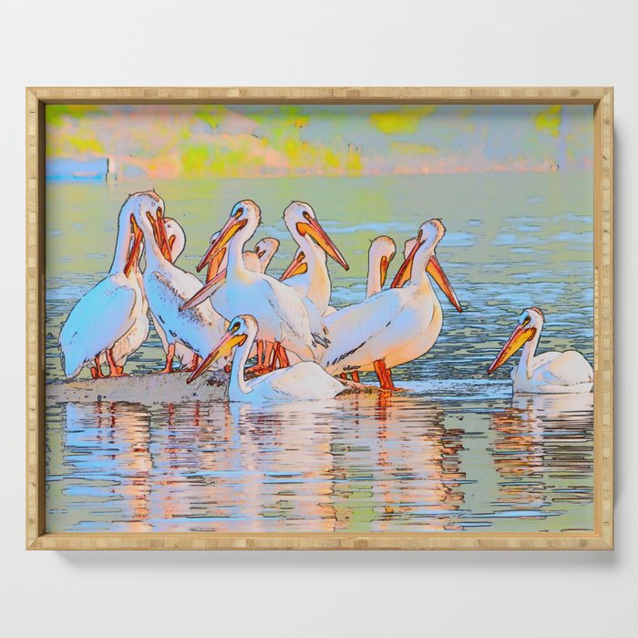 White Pelicans Serving Tray