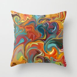Marbled Swirl Rainbow Throw Pillow