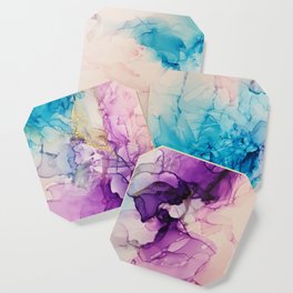 Abstract flowers Blue Purple Pink Coaster