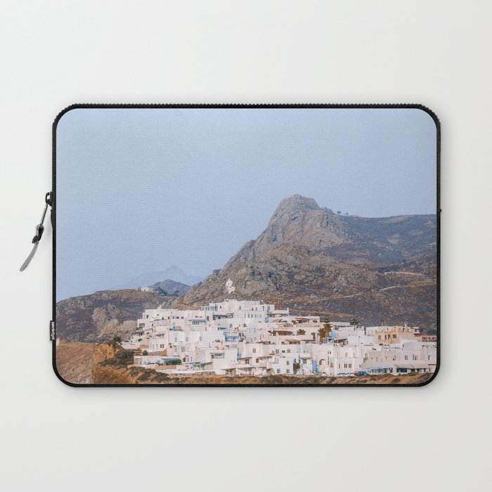 Seaside View over White Village of Greek Island Naxoss | Summer Travel Photography Fine Art Laptop Sleeve