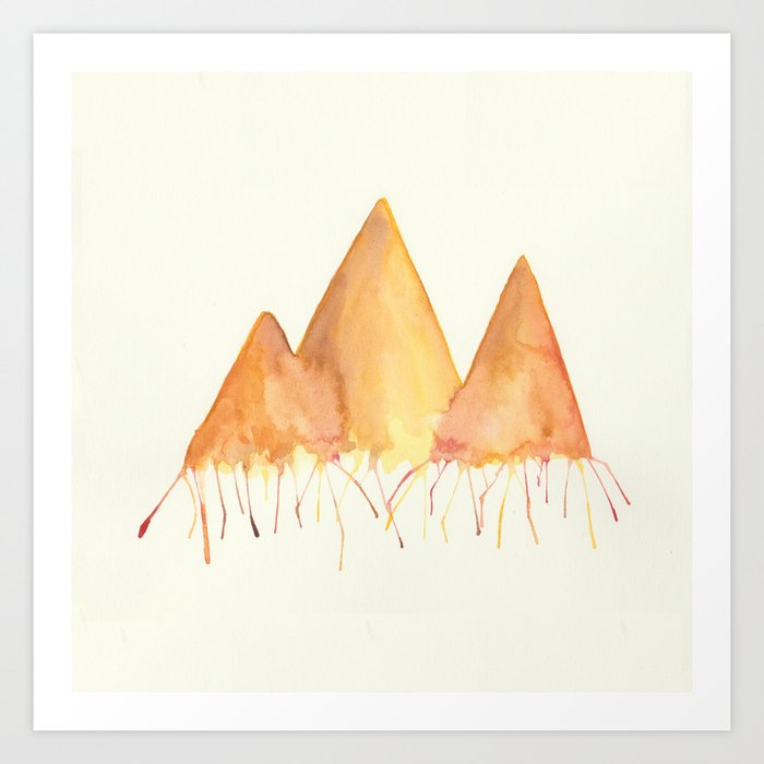 Dripping Watercolor Mountains Art Print