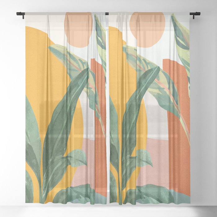 Leaf Design 03 Sheer Curtain