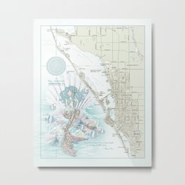 Sarasota "Anais Nin" Mermaid quote area map Metal Print | Illustration, Graphicdesign, Digital, Graphic Design, Mixed Media 
