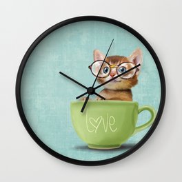 Kitten with glasses Wall Clock