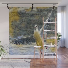 A seagull with open wings - artistic illustration design Wall Mural