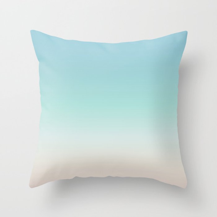 Beach Gradient Turquoise Sand | Simple Coastal Throw Pillow