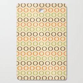 Inky Dot Stripes Minimalist Pattern in Retro 70s Cream Beige Brown Orange Green Cutting Board