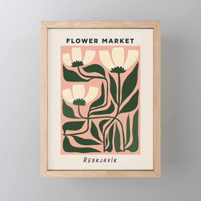 Flower Market Reykiavik Retro Floral Print Framed Mini Art Print