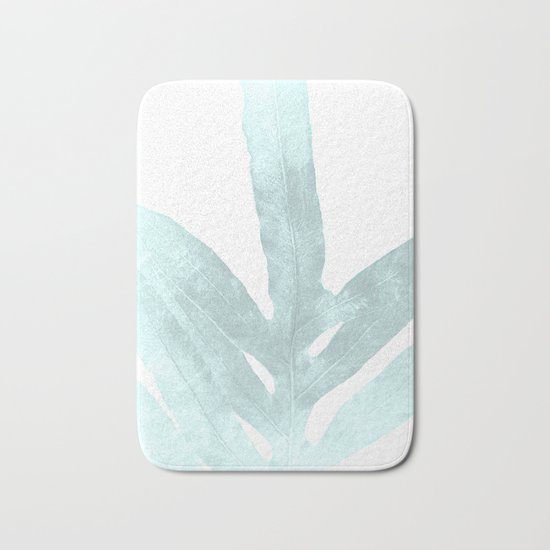 Ice Blue Fern in Summer White Bath Mat