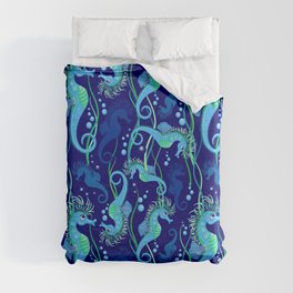 Seahorse cute blue sea animal Duvet Cover