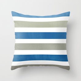 Navy Blue and Gray Wide Stripes Pattern Throw Pillow