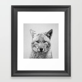 Coyote - Black & White Framed Art Print