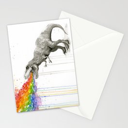 T-Rex Dinosaur Rainbow Puke Taste the Rainbow Watercolor Stationery Card
