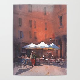 Cityscape Italy caffe Poster