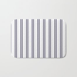 Navy Blue and White Vertical Vintage American Country Cabin Ticking Stripe Bath Mat