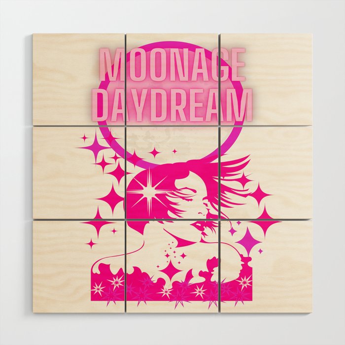 moon age daydream in neon pink Wood Wall Art