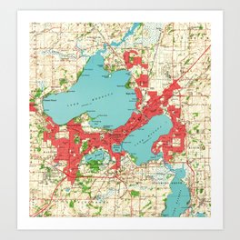 Vintage Map of Madison Wisconsin (1959) Art Print