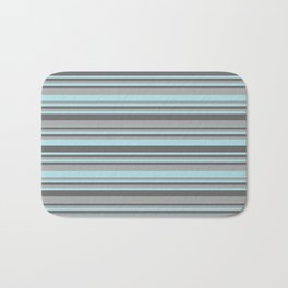 [ Thumbnail: Powder Blue, Dim Gray, and Dark Grey Colored Striped/Lined Pattern Bath Mat ]