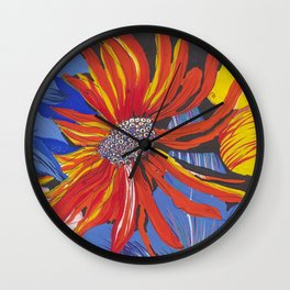 Florals on a black background Wall Clock