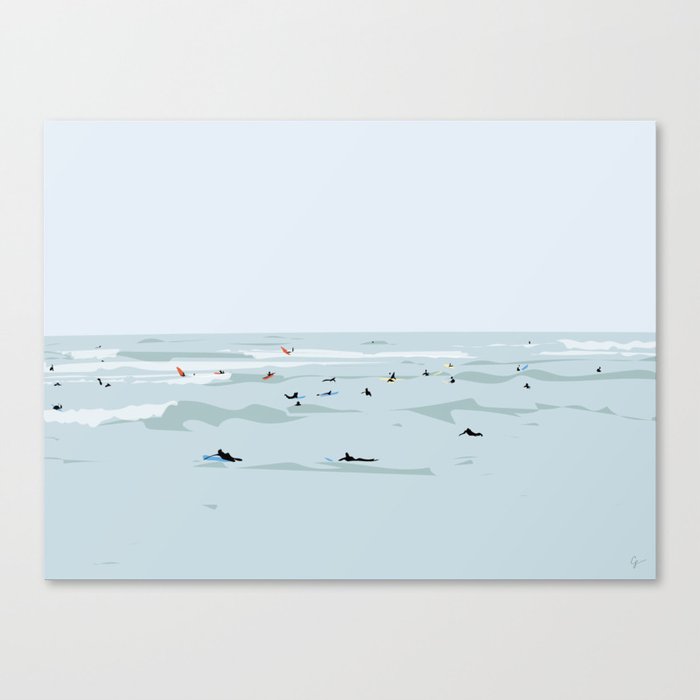 Tiny Surfers in Lima Canvas Print