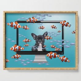 French Bulldog - Computer Screen Clownfishes Serving Tray