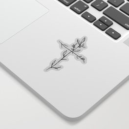 Twig Cross, A Simple Floral Black Cross Sticker