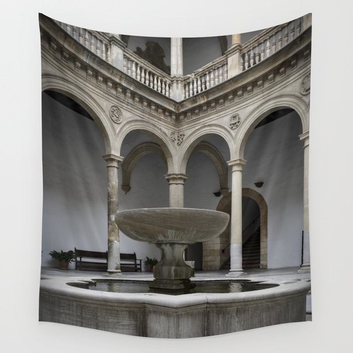 Spanish Patio with Moorish Fountain Wall Tapestry by artoftravel