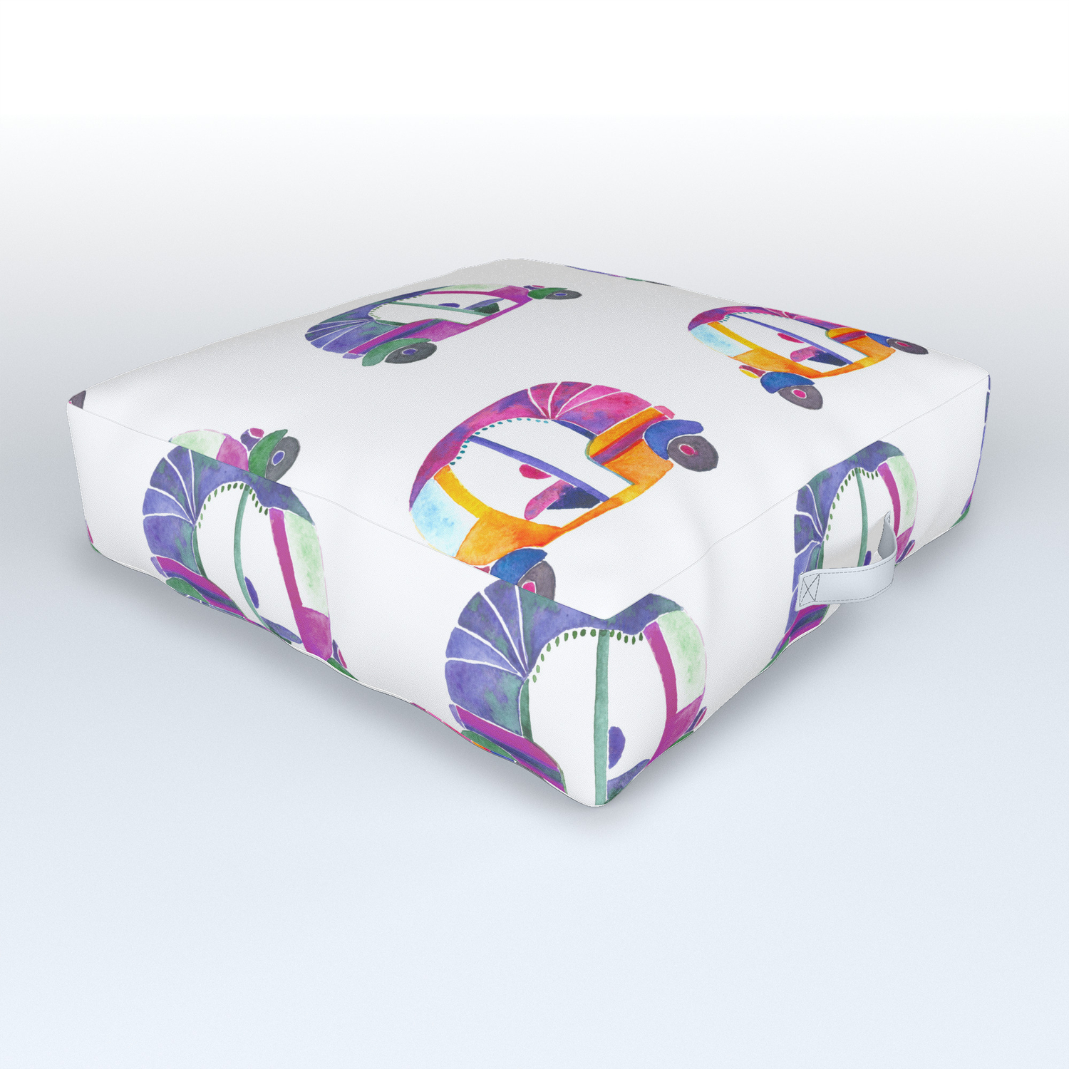 Funky Rickshaws Pattern Outdoor Floor Cushion By Cynh Society6
