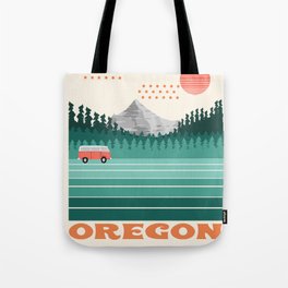 Oregon - retro throwback 70s vibes travel poster van life vacation mountains to sea Tote Bag