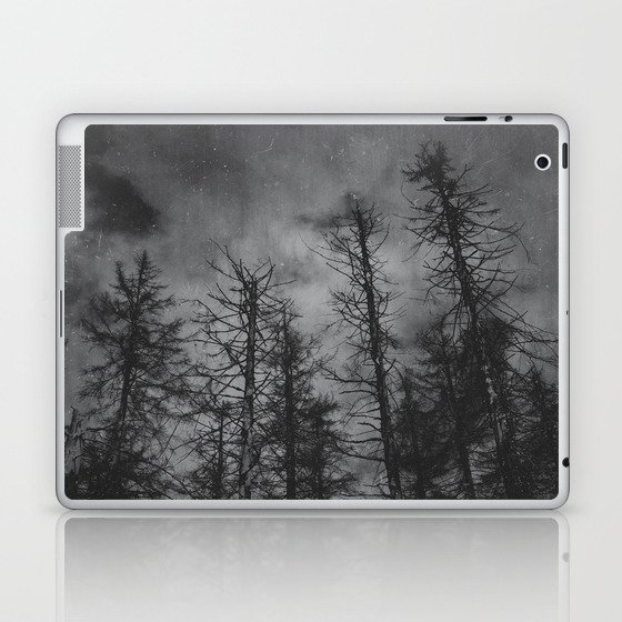 Transmission // Vintage Mountains Moody Forest With Dead Souls Cascadia Trees in Moonlight Laptop & iPad Skin