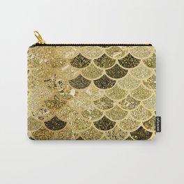 Glitter Gold Mermaid Scales Pattern Carry-All Pouch