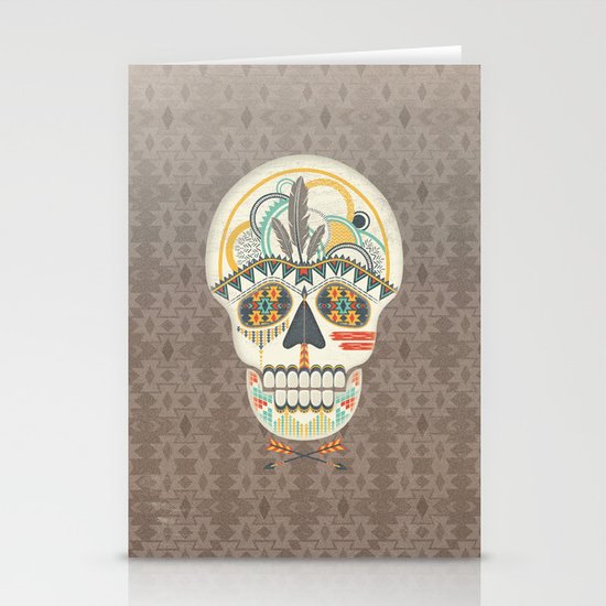 AZTEC SKULL B/W Stationery Cards