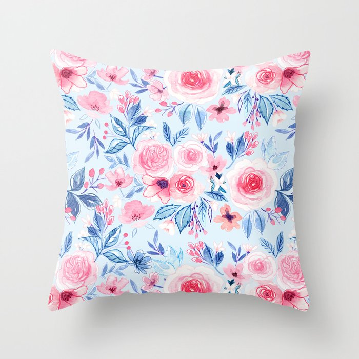 cool pink and blue Pillow with flowers design