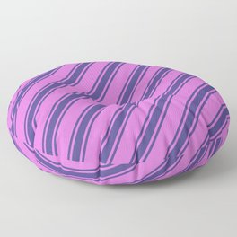 [ Thumbnail: Orchid & Dark Slate Blue Colored Lined Pattern Floor Pillow ]