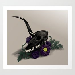 Vanitas Art Print | Digital, Skull, Unicorn, Roses, Drawing 