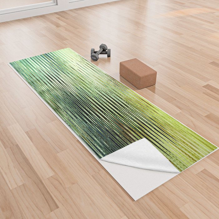 Green Tones Abstract Lines Design Yoga Towel