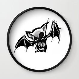 Skeleton bat Wall Clock | Jesarts, Illustration, Drawing, Skeleton, Skeletonbat, Cute, Creepy, Black and White, Bones, Skull 