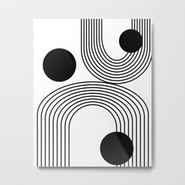 Modern Minimalist Line Art in Black and White Metal Print