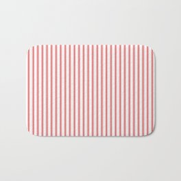 Mattress Ticking Narrow Striped Pattern in Red and White Bath Mat | Redstriped, Red, Lined, Redticking, Redandwhitelined, Rednarrowstripes, Graphicdesign, Redlines, Redstripes, Curated 