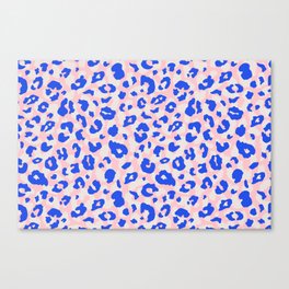 Bohemian Leopard Spots in Blue, Cream and Blush Pink Canvas Print