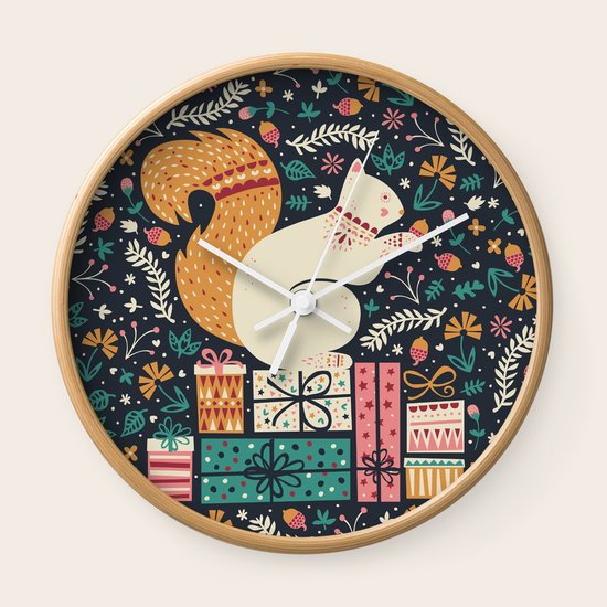 Merry Little Squirrel Wall Clock