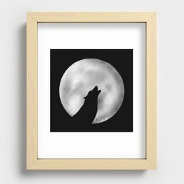 Howling at the moon -wolf silhouette Recessed Framed Print