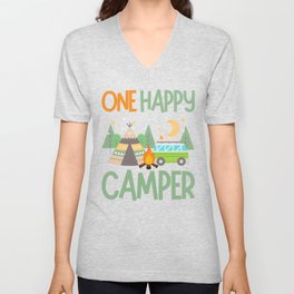 one happy camper first birthday V Neck T Shirt