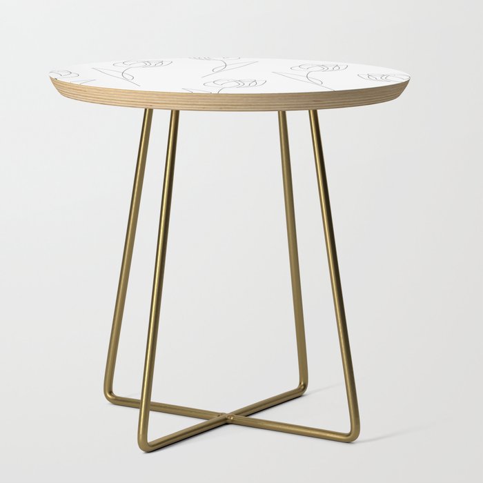 White Tulip / single flower line drawing Side Table